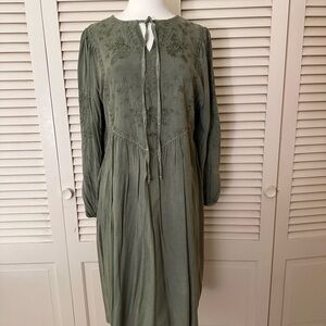 Soft Surroundings, soft green, cotton dress with pockets